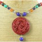 BROWN CINNABAR JADE AGATE TURQUOISE NECKLACE