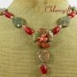 AUTUMN JASPER FLOWER RED CORAL FW PEARL NECKLACE