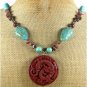 BROWN CINNABAR TURQUOISE JASPER NECKLACE