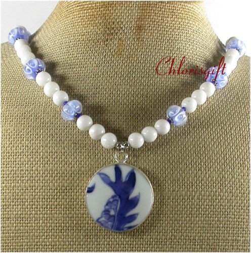 MING DYNASTY POTTERY SHARD JADE LAMPWORK NECKLACE