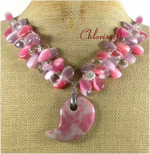 RHODONITE CAT EYE CRYSTAL NECKLACE