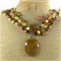 BROWN AGATE CITRINE YELLOW JADE CRYSTAL NECKLACE