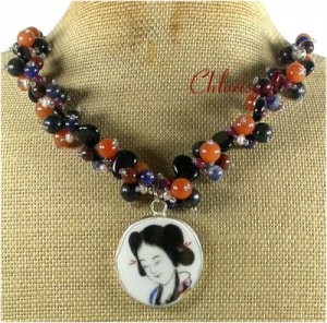 POTTERY SHARD JADE AGATE JASPER NECKLACE