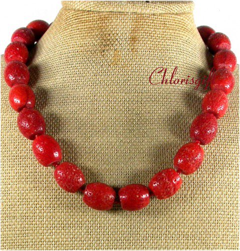 NATURAL LARGE RED SPONGE CORAL NECKLACE
