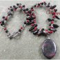 RHODONITE & BLACK AGATE & RED CORAL NECKLACE