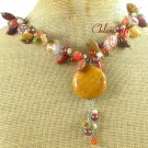YELLOW JASPER MOOKITE CRAZY AGATE CANDY JADE NECKLACE