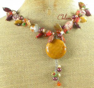 YELLOW JASPER MOOKITE CRAZY AGATE CANDY JADE NECKLACE