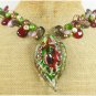 MURANO GLASS RED CARNELIAN CRYSTAL CAT EYE NECKLACE