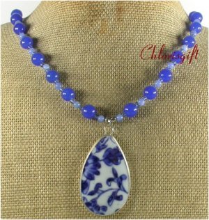 POTTERY SHARD BLUE JADE NECKLACE
