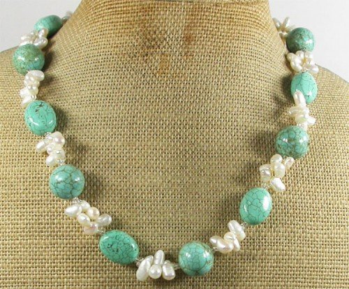 TURQUOISE & FRESH WATER PEARLS NECKLACE
