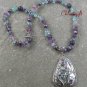 PAUA ABALONE & FLUORITE & FW PEARL NECKLACE