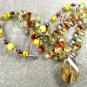 CITRINE QUARTZ CRYSTAL CAT EYE PEARL NECKLACE