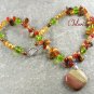 MUGER JASPER TIGER EYE RED CARNELIAN NECKLACE