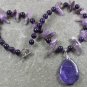 TANZANITE QUARTZ & PURPLE JADE & FLUORITE NECKLACE