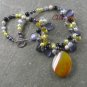 YELLOW AGATE CAT EYE FW PEARL NECKLACE