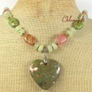RHYOLITE CHERRY QUARTZ JADE TURQUOISE NECKLACE