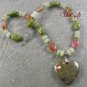 RHYOLITE CHERRY QUARTZ JADE TURQUOISE NECKLACE