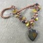 TIGER EYE BLACK AGATE CAT EYE JASPER PEARLS NECKLACE
