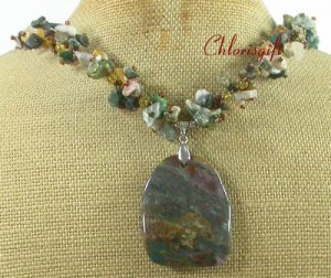 FANCY JASPER & CRYSTAL NECKLACE