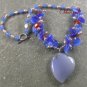 GREY BLUE RED AGATE & FRESH WATER PEARLS NECKLACE
