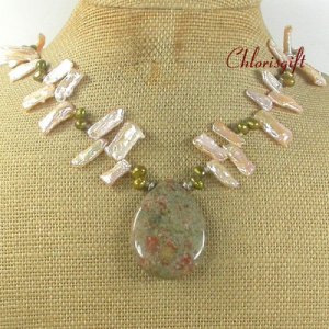 AUTUMN JASPER & FRESH WATER PEARLS NECKLACE