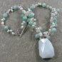 AMAZONITE CLEAR CRYSTAL FRESH WATER PEARLS NECKLACE