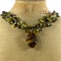 TIGER QUARTZ CAT EYE CRYSTAL PEARLS NECKLACE