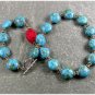 RED CINNABAR & BLUE MOSAIC TURQUOISE NECKLACE