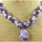 PURPLE JADE & QUARTZ & CRYSTAL & FW PEARL NECKLACE
