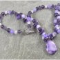 PURPLE JADE & QUARTZ & CRYSTAL & FW PEARL NECKLACE