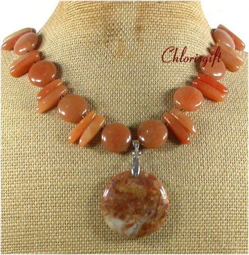NATURAL BROWN JADE HONEY JADE NECKLACE