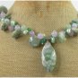 20 inch LOTUS JASPER & LAVENDER GREEN JADE & PEARL NECKLACE