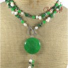 LONG! 40 inch GREEN JADE CORAL FRESH WATER PEARLS NECKLACE