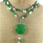 LONG! 40 inch GREEN JADE CORAL FRESH WATER PEARLS NECKLACE