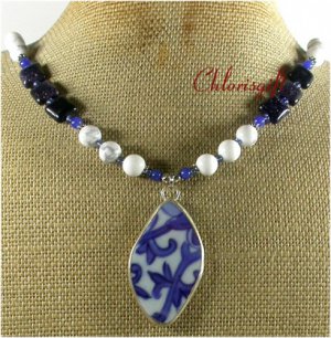 POTTERY SHARD GOLDSTONE TURQUOISE NECKLACE