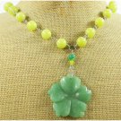 GREEN JADE FLOWER & OLIVE JADE NECKLACE