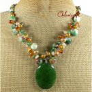 GREEN JADE CANDY JADE AGATE FW PEARL NECKLACE