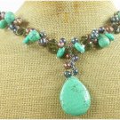 TURQUOISE & SMOKY CRYSTAL & FW PEARL NECKLACE
