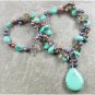 TURQUOISE & SMOKY CRYSTAL & FW PEARL NECKLACE