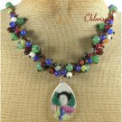 POTTERY SHARD AGATE FLUORITE JADE NECKLACE