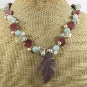 CHOCOLATE AVENTURINE & AMAZONITE & CRYSTAL NECKLACE