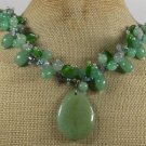 GREEN JADE AGATE LABORADITE CAT EYE PEARLS NECKLACE