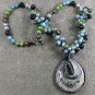MURANO GLASS BLACK AGATE FRESH WATER PEARLS NECKLACE