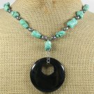 TURQUOISE & BLACK AGATE NECKLACE