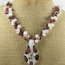 MURANO GLASS & WHITE JADE & CRYSTAL & PEARL NECKLACE