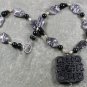 BLACK CINNABAR & PICASSO JASPER & AGATE NECKLACE
