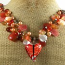 MURANO GLASS & AGATE & QUARTZ & CRYSTAL NECKLACE
