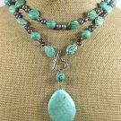 LONG! 40 TURQUOISE & FRESH WATER PEARLS NECKLACE