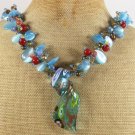 MURANO GLASS RED AGATE CAT EYE JASPER NECKLACE