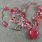 CHERRY QUARTZ & AGATE & CRYSTAL NECKLACE